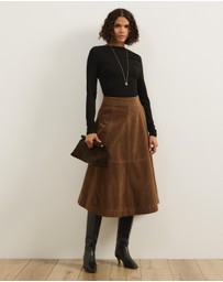 Atmos&Here - Frances Suede Flare Midi Skirt
