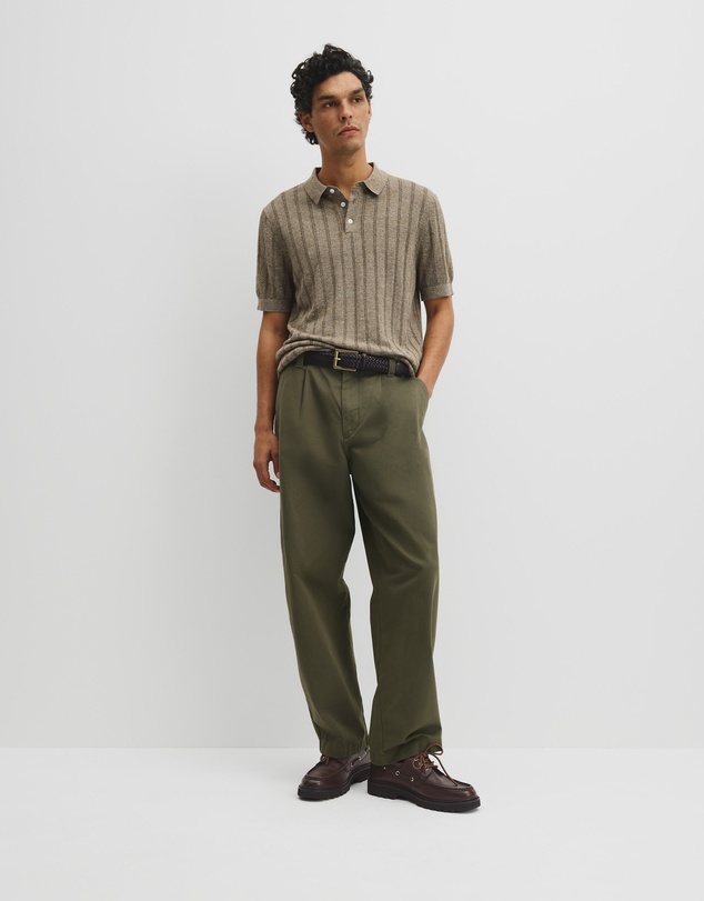 Country Road - Linen Cotton Stripe Knit Polo