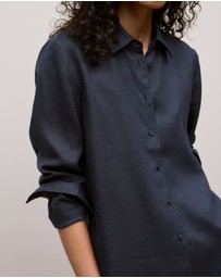 Trenery - Linen Classic Shirt in Night Sky