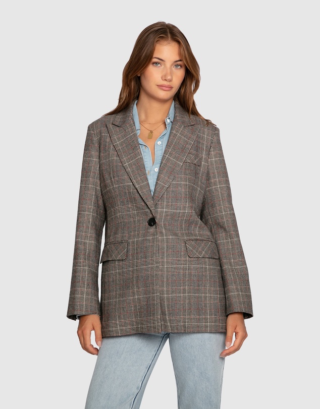 Belle & Bloom - Paris Grid Single Breasted Blazer