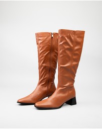 RAID - Ishbel low block heeled knee boots in tan