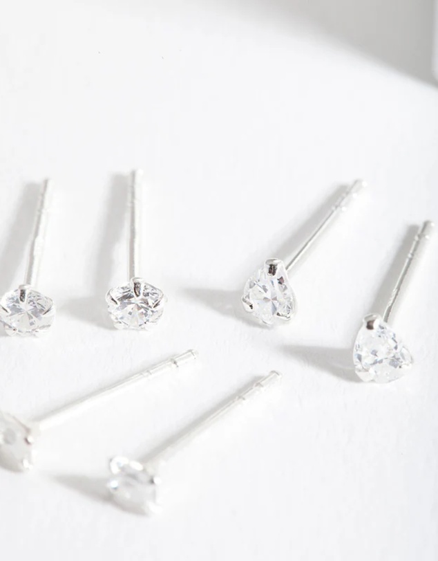Lovisa - Sterling Silver Mini Cubic Zirconia Stud Earring Pack