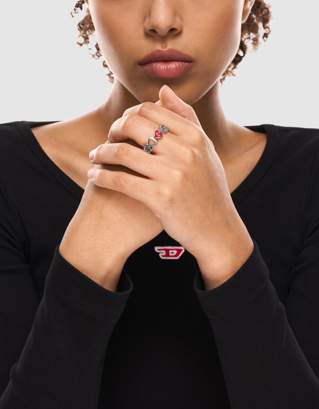 Diesel - D Logo Silver Ring