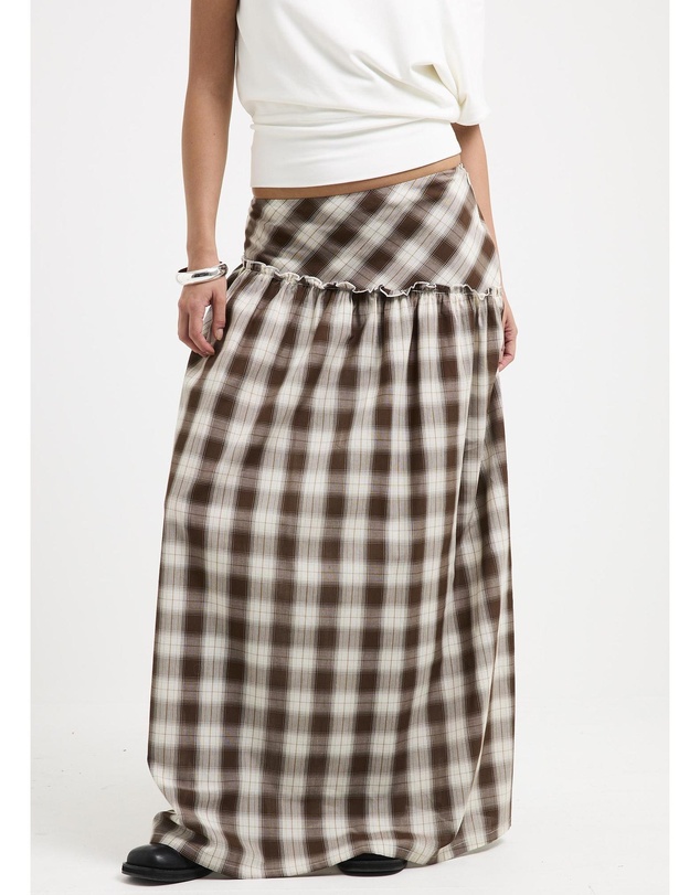 Subtitled - Dakota Gingham Yoke Maxi Skirt