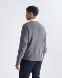3 Wise Men - 3 Wise Men Drake Crew Neck Wool Blend Knit - Dark Grey