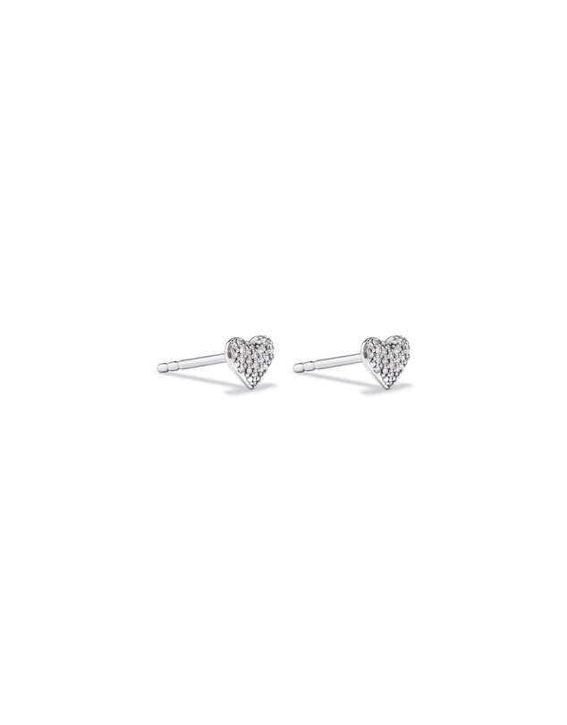 Michael Hill - Fine Pave Diamond Heart Stud Earrings in Sterling Silver