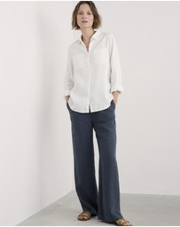 Seasalt - Seasalt Cornwall Navy Tide Flow Wide Leg Linen Trousers