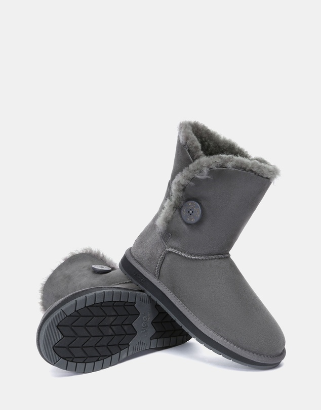 EVERAU - Australian Shepherd Ugg Short Button Sheepskin Upper UGG Boots