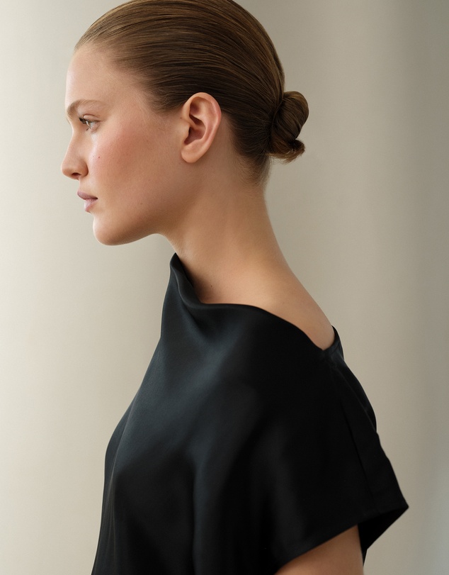 Trenery - Satin Cowl Neck Blouse in Black