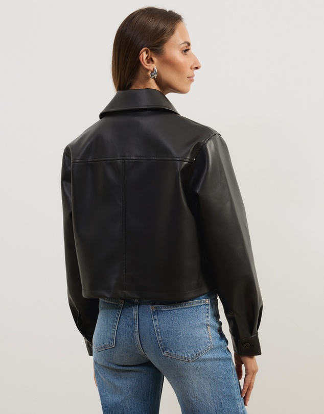 Atmos&Here - Annalise Leather Look Cropped Shacket
