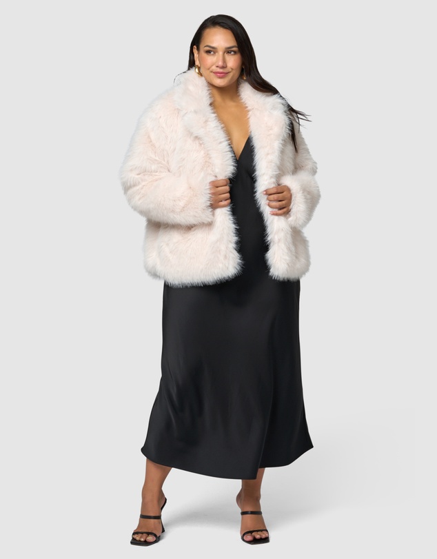 Pink Dusk by Curve Project - Seductive Charm Faux Fur Coat