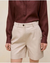 Trenery - Yarn Dyed Stretch Cotton Tailored Short in Flax