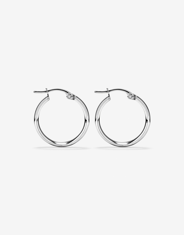 Michael Hill - 15mm Flat Round Hoop Earrings in 10kt White Gold