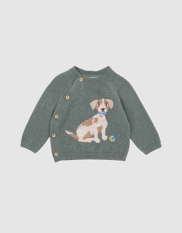 Bebe by Minihaha - Otto Proud Puppy Organic Knitted Jumper - Babies