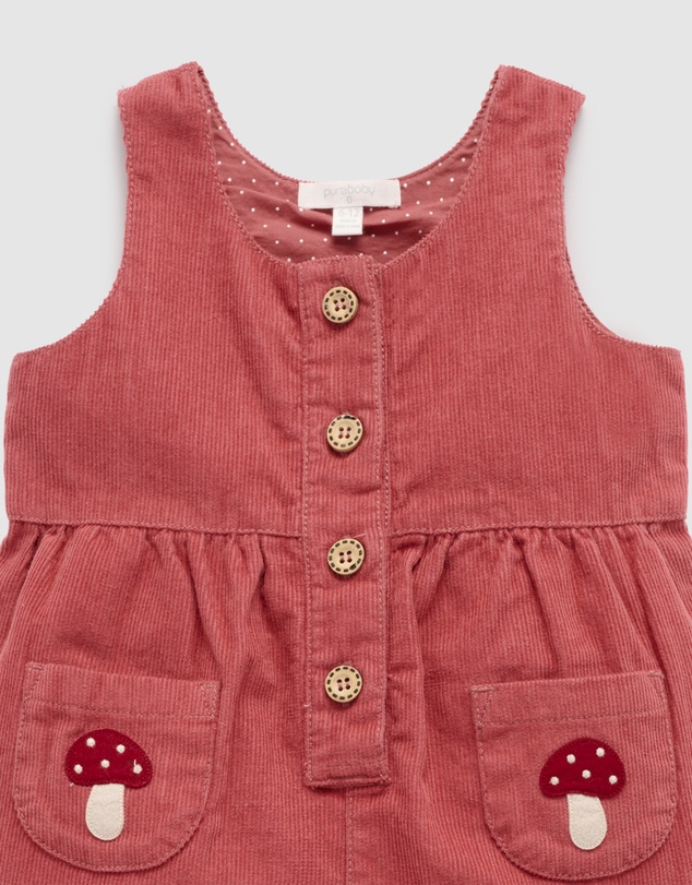 Purebaby - Toadstool Corduroy Overalls -Kids-Babies