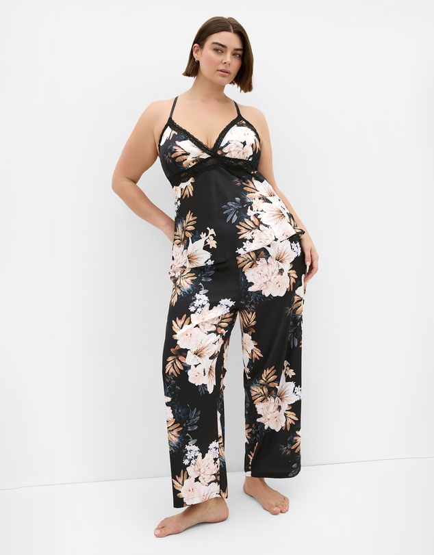 City Chic - Plus size Arcadia Cami Pant Set - black