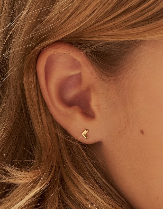 Wanderlust + Co - Alphabet Bubble Gold Stud Earrings - Letter J