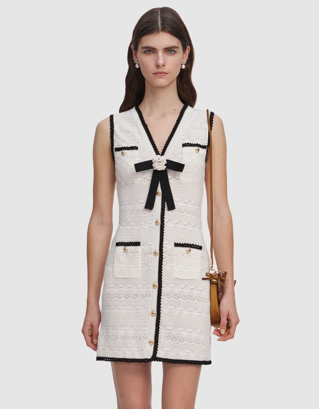 Self Portrait - Pointelle Knit Mini Dress