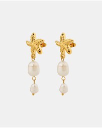 Zoe Olivia - Waterproof Starfish and Pearl Drop Stud Earrings