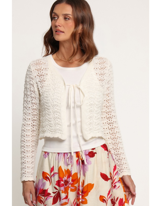 Petal & Pup - Magnolia Tie Front Cardigan - Cream