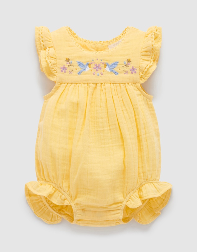 Purebaby - Embroidered Bodysuit -Kids-Babies