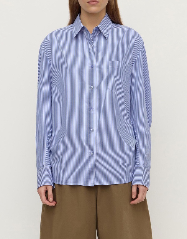 Assembly Label - Ava Stripe Cotton Poplin Long Sleeve Shirt