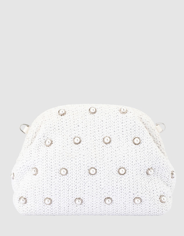 Olga Berg - Kaia Studded Woven Clutch