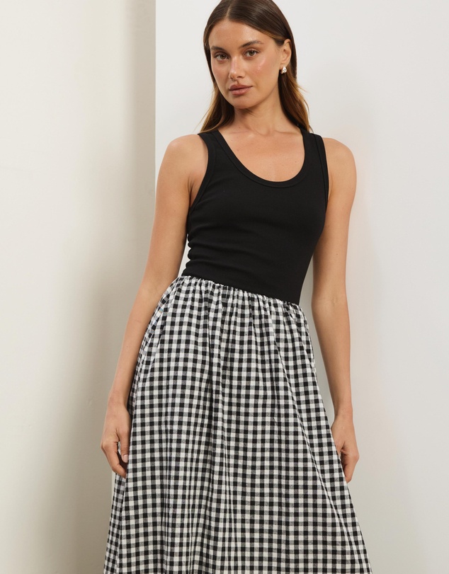 Atmos&Here - Lydia Gingham Midi Skirt