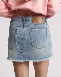 ONE TEASPOON - Blue Tobacco Junkyard Relaxed Denim Mini Skirt