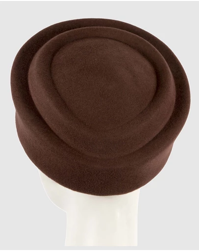 Max Alexander - Felt Chocolate Pillbox Hat
