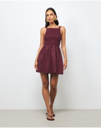 AERE - Mia Shirred Linen Mini Dress