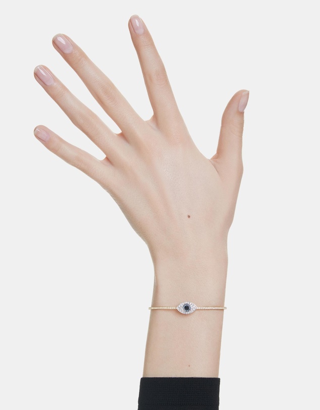 Swarovski - Symbolica bangle, Evil eye, Blue, 18K gold finish
