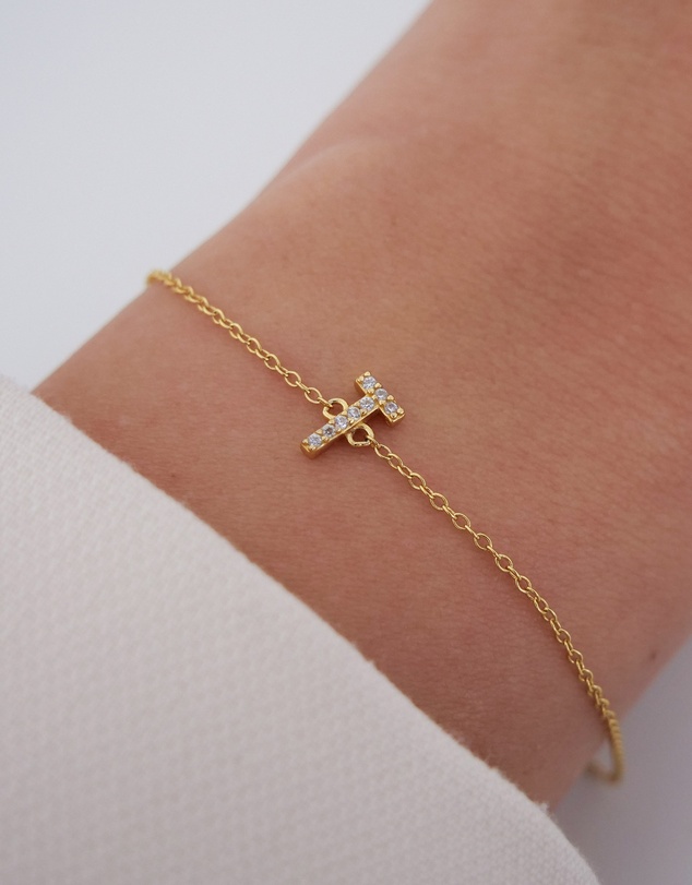 The Silver Collective - A-Z Letter Bracelet Gold - T
