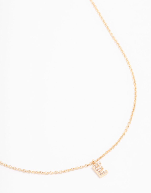 Lovisa - Gold Plated Cubic Zirconia Letter E Necklace