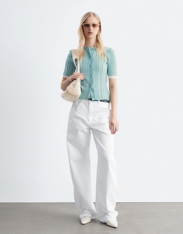 & Other Stories - Short-Sleeve Rib-Knit Cardigan