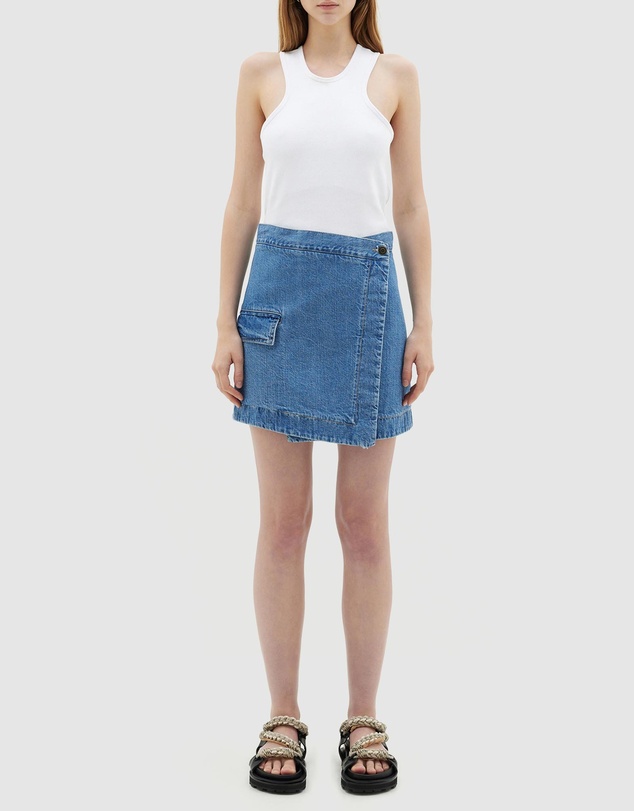 Bassike - Denim Wrap Mini Skirt