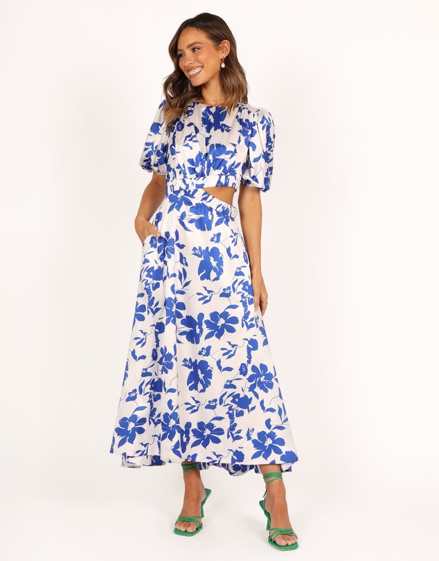 Petal & Pup - Aminah Puff Sleeve Dress - Blue Floral