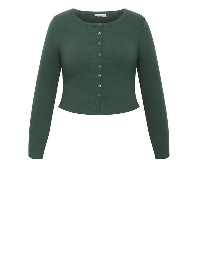 City Chic - Plus size Lily Micro Rib Top - forest