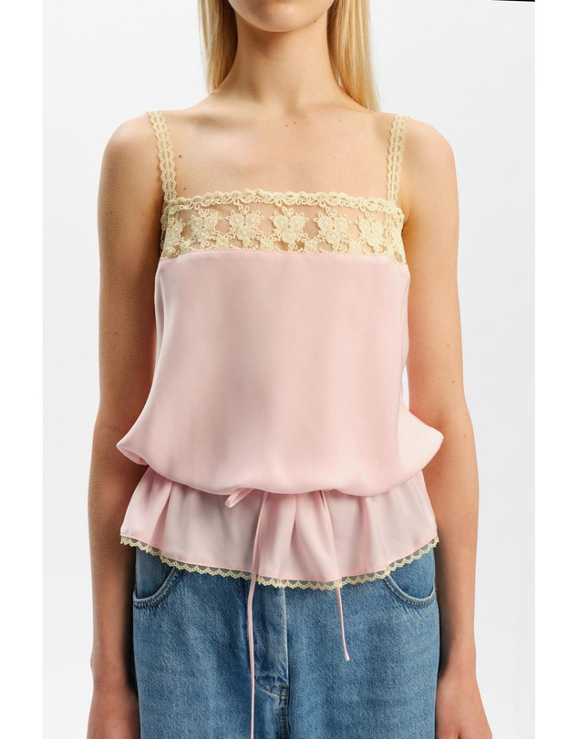Bardot - Bonita Satin Lace Trim Top