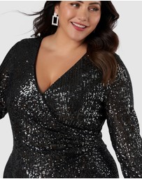 Pink Dusk by Curve Project - Smokin Hot Sequin Wrap Dress