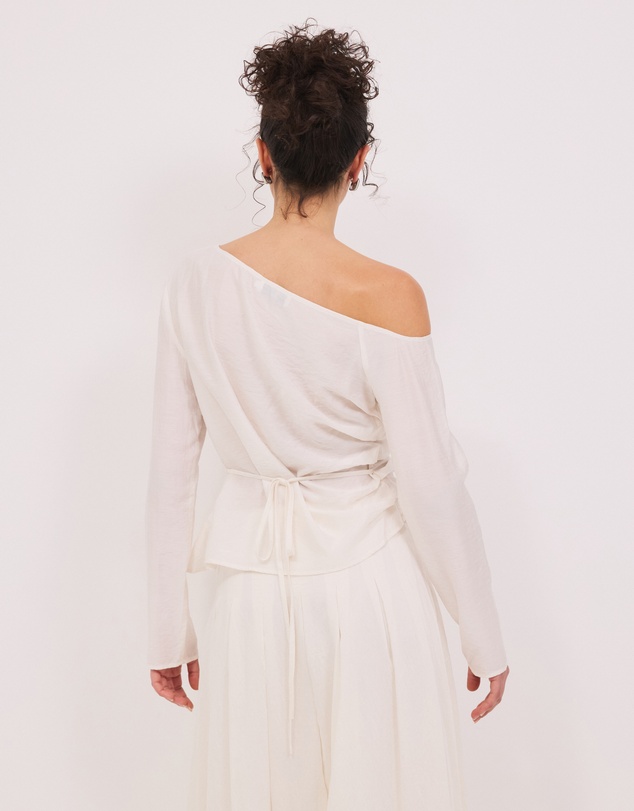 Calli - Amara Ruched Sheer Long Sleeve Top