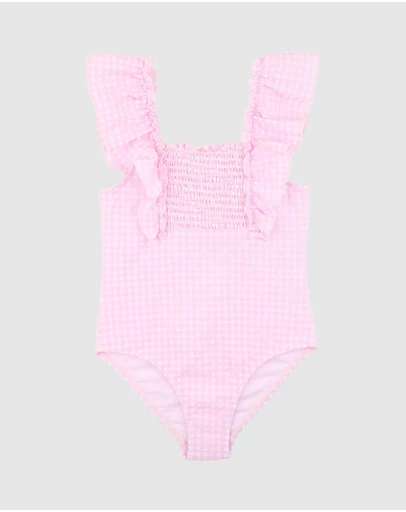 Minihaha - Pink Gingham Swimsuit - Kids-Teens