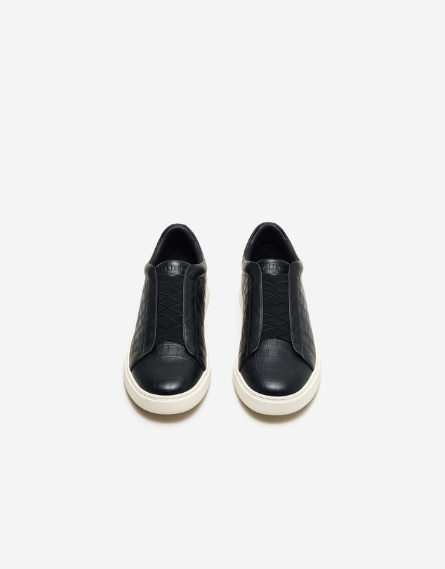 Calibre - Croc Embossed Leather Sneaker Black