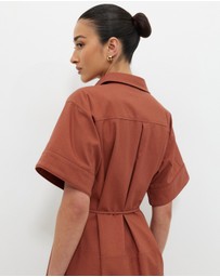 Calli - Linen Blend Seamed Midi Dress