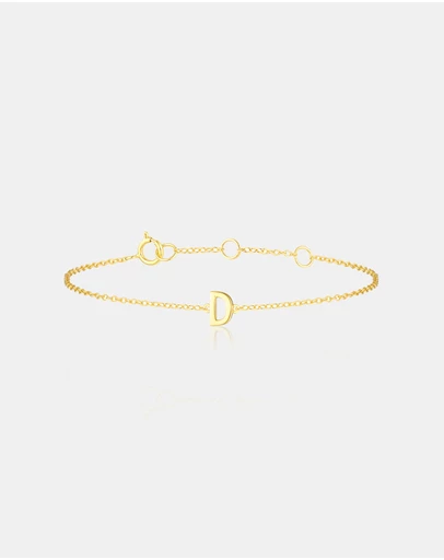 The Silver Collective - Children's A-Z Letter Bracelet - D