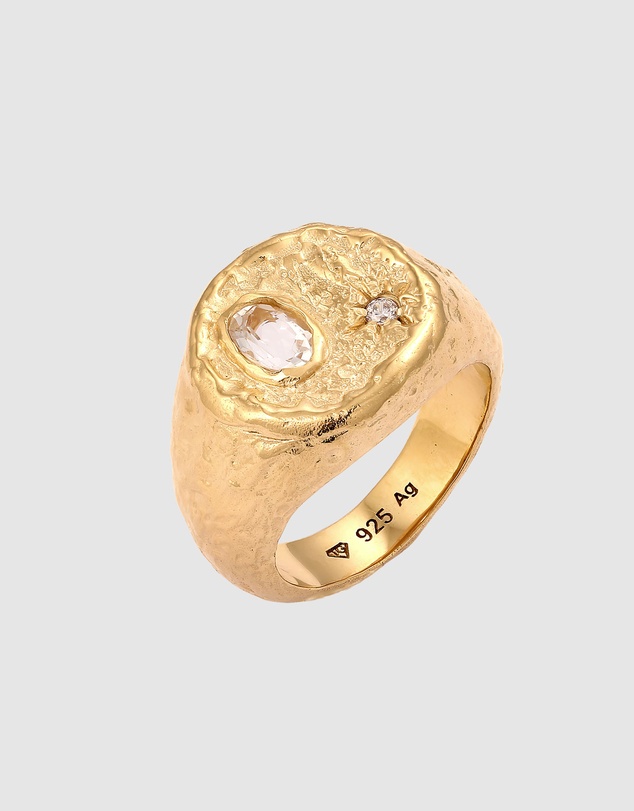 Haze & Glory - ICONIC EXCLUSIVE - Ring Signet Dazzling Topaz - Gold