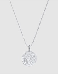 Kuzzoi - ICONIC EXCLUSIVE - Necklace Men Plate Pendant Basic Hammered in 925 Sterling Silver