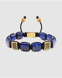 Nialaya Jewellery - The CZ Flatbead Collection - Blue Lapis and Black CZ