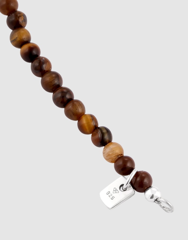 Kuzzoi - ICONIC EXCLUSIVE - Tiger's Eye Beads Bracelet in 925 Sterling Silver