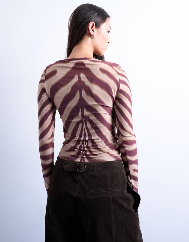 TOPSHOP - Microfibre LS Zebra Print Top